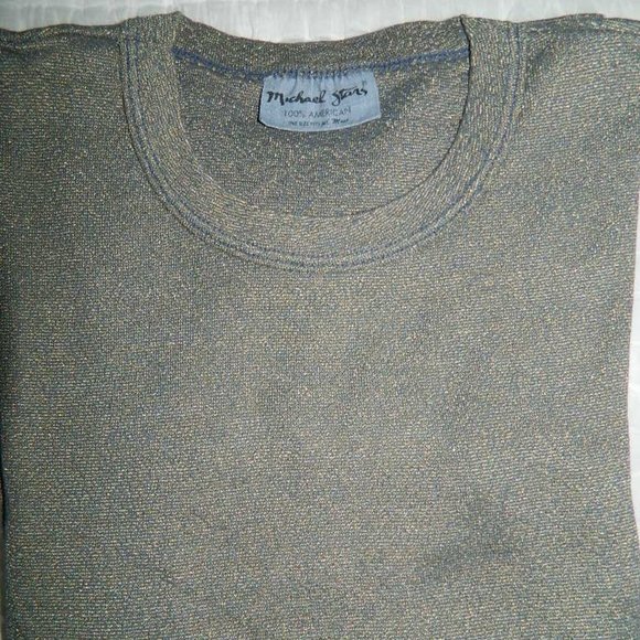 Michael Stars Green/Grey Metalic 3/4 Sleeve Top Med - Picture 3 of 9